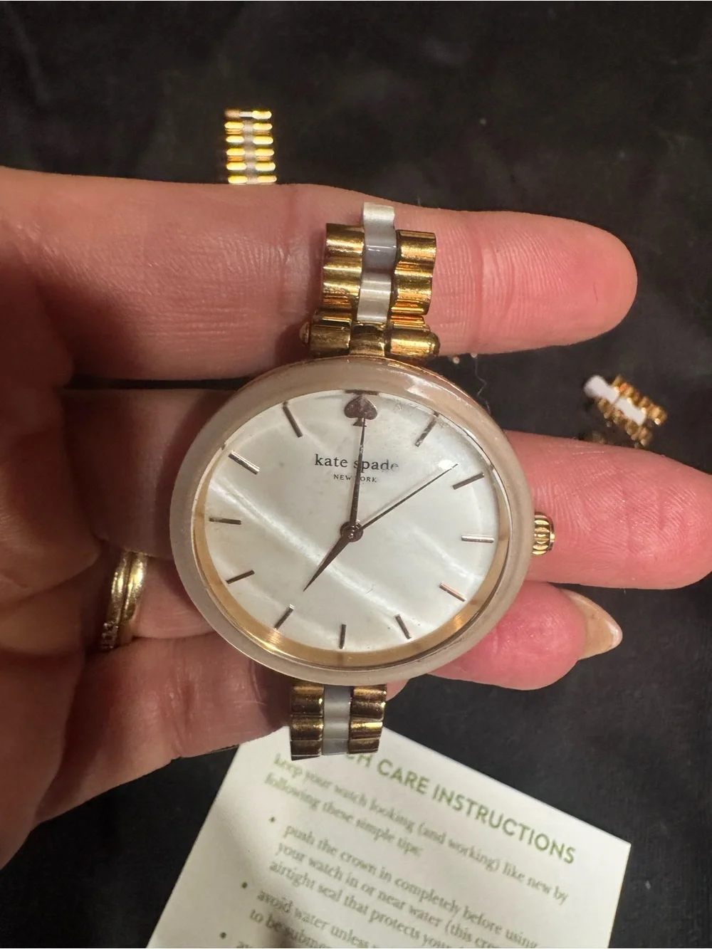 kate spade Gold and White Ladies Bracelet Watch